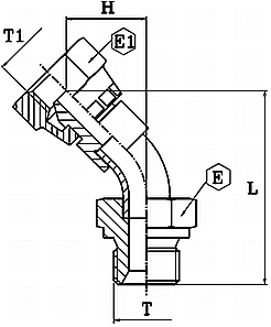 Adaptor 45° filet metric